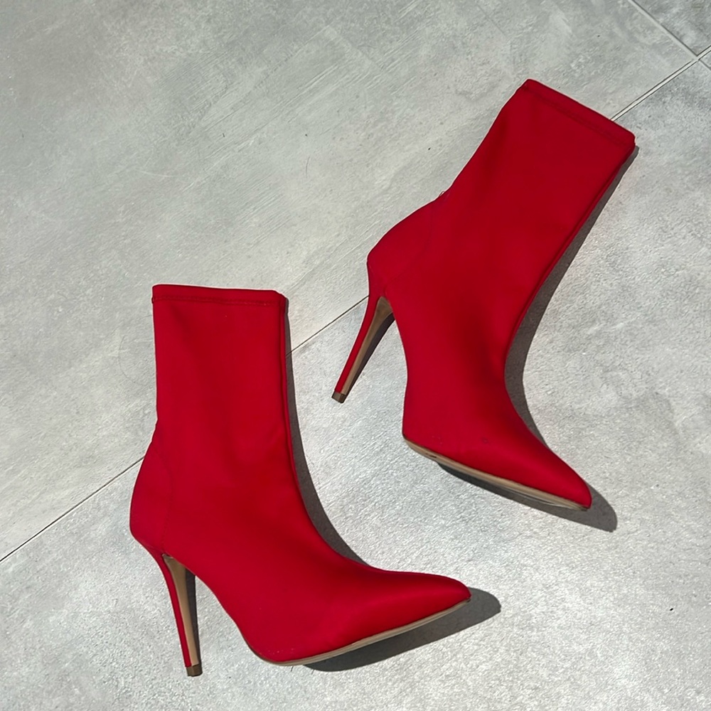 Red satin boot